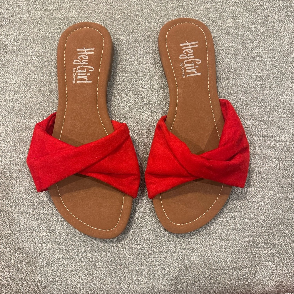 Corkys Red Slide Sandals- NWOT 9 - Picture 3 of 8